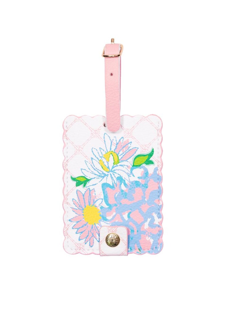 Lilly Pulitzer Scalloped Leatherette Luggage Tag Adjustable Strap NEW SEALED